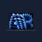 MacBook Air 13 M5 Midnight with custom deep ocean wallpaper