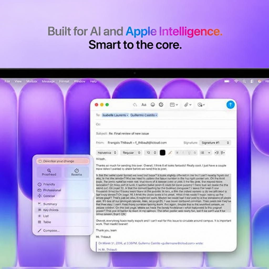 MacBook Neo Apple Intelligence feature image with lavender heading background