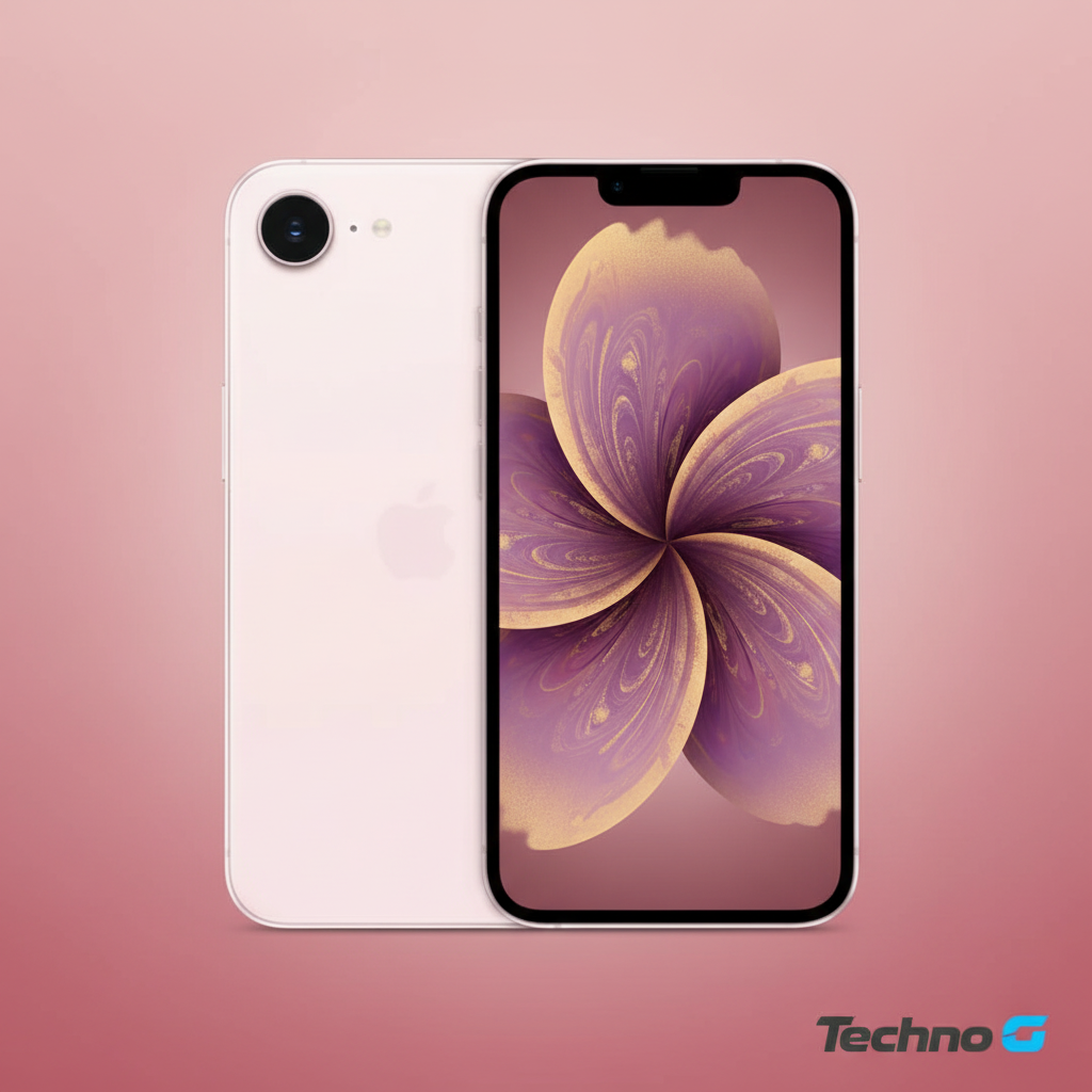 Apple iPhone 17e in Pink with rose pink background