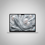 MacBook Air 15 M5 Silver with custom liquid metal wallpaper